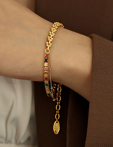 Chunky Colorful Zirconia Bracelet - DippedShop Wholesale - #1139
