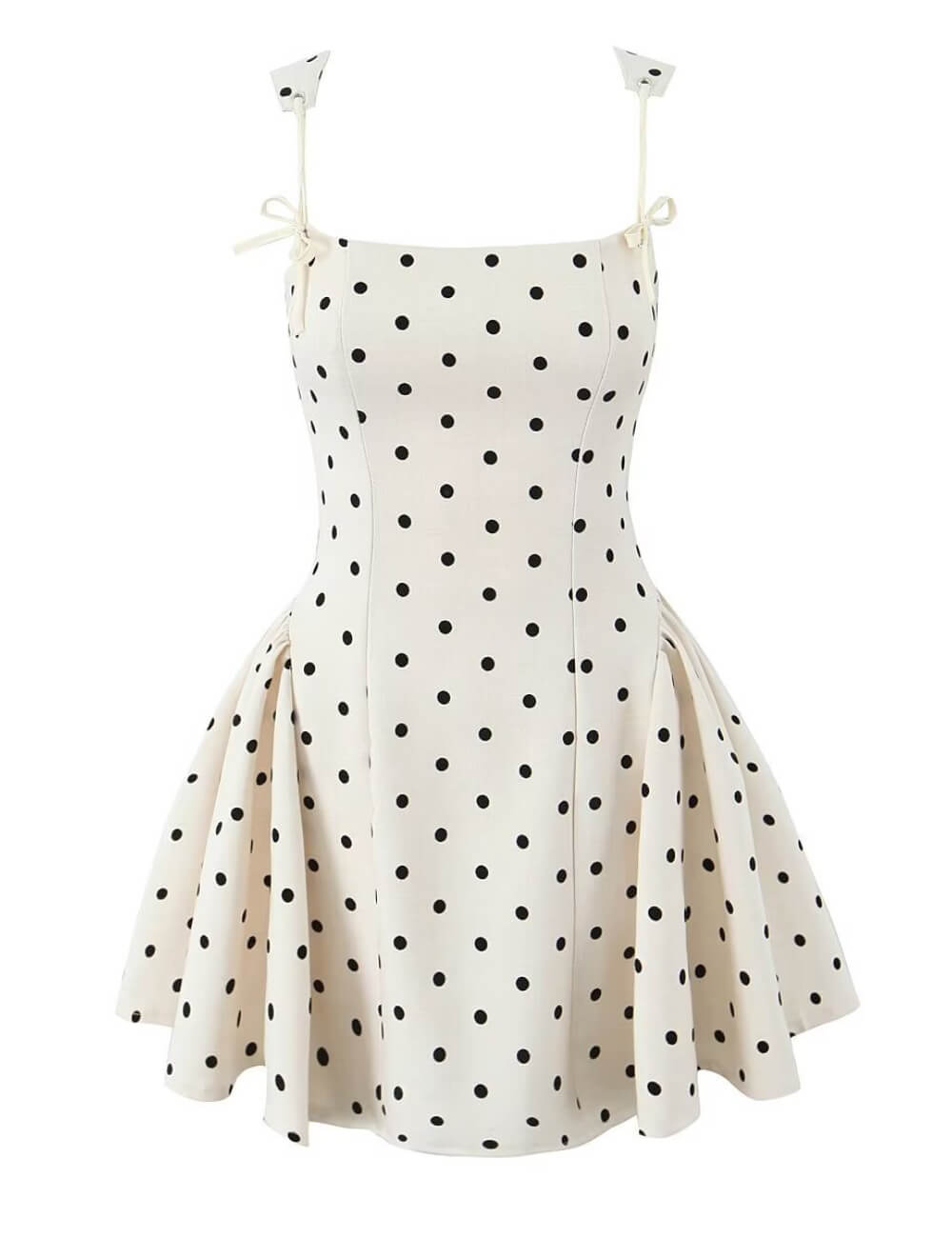 Trendy Polka Dot Tie Back Pleated Dress DP25C991