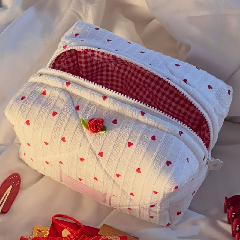 Heart Print Makeup Bag - DippedShop Wholesale - #7379