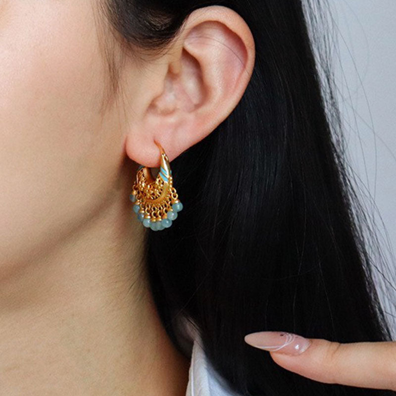 Bohemian Pearl Tassel Hoop Earrings - DippedShop Wholesale - #5411