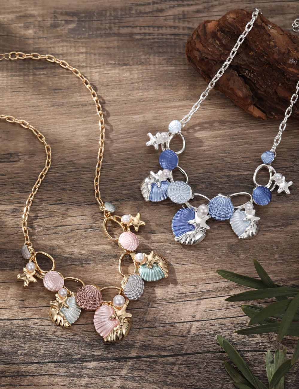 Shell Starfish Pendant Necklace - DippedShop Wholesale - #3827