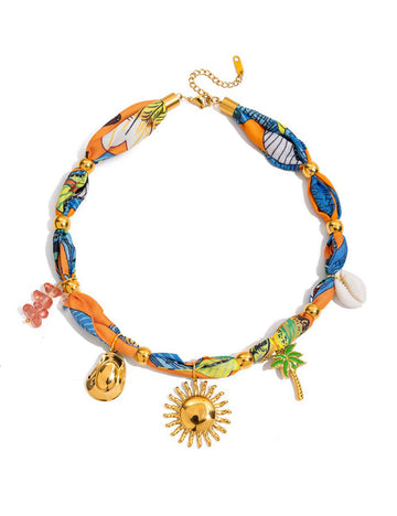 Beach Style Gold Pendant Scarf Necklace DP25E814