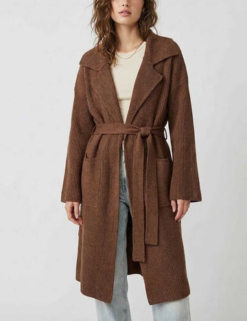 Elegant Solid Color Open Front Long Cardigan DP25H636