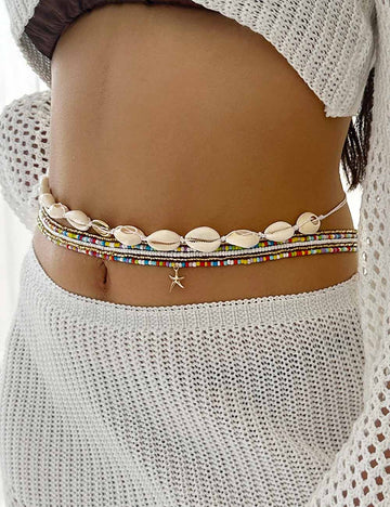 Boho Multi-Color Layered Beaded Waist Chain 8ZA6JBC94T