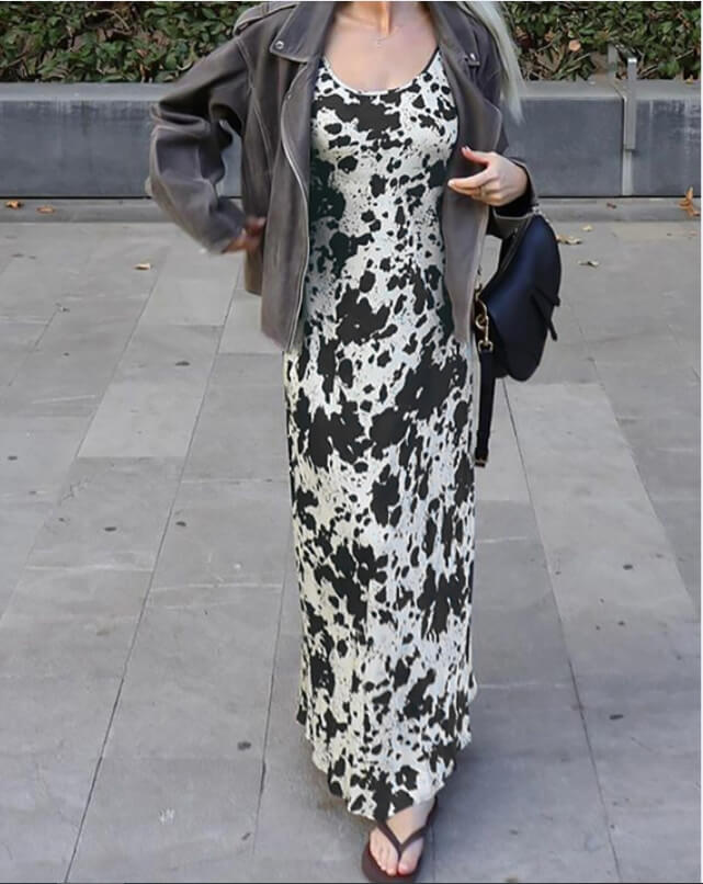 Sexy Spaghetti String Printed  A-Line Dress DP25B993