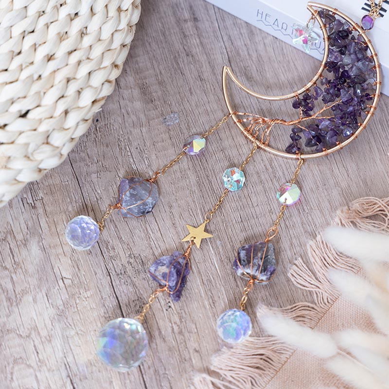 Natural Stone Moon Suncatcher - DippedShop Wholesale - #0563