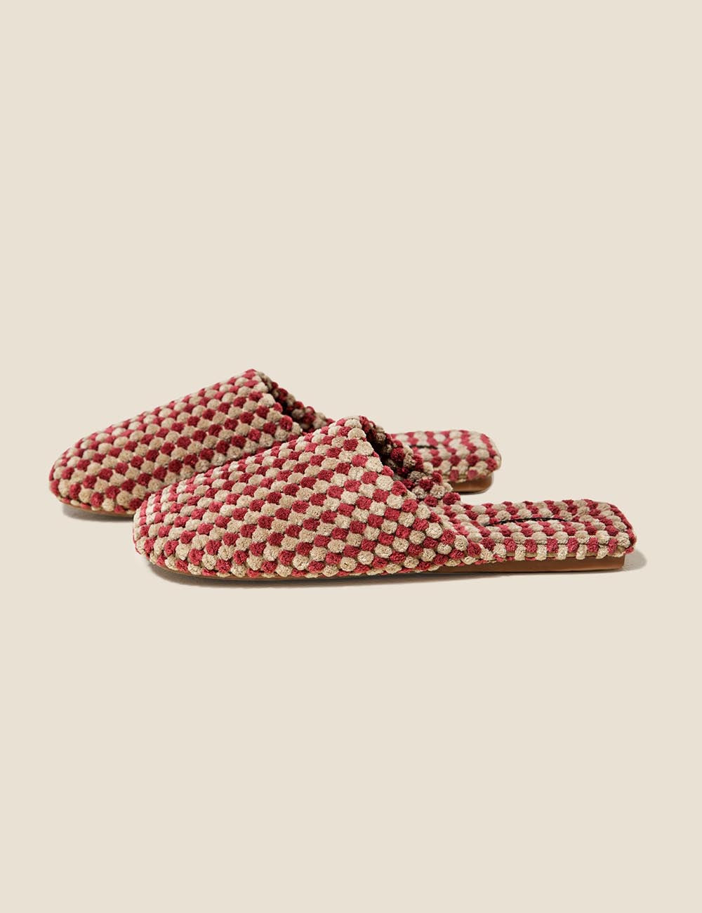 Color Block Cozy Textured Woven Slippers DP25G474