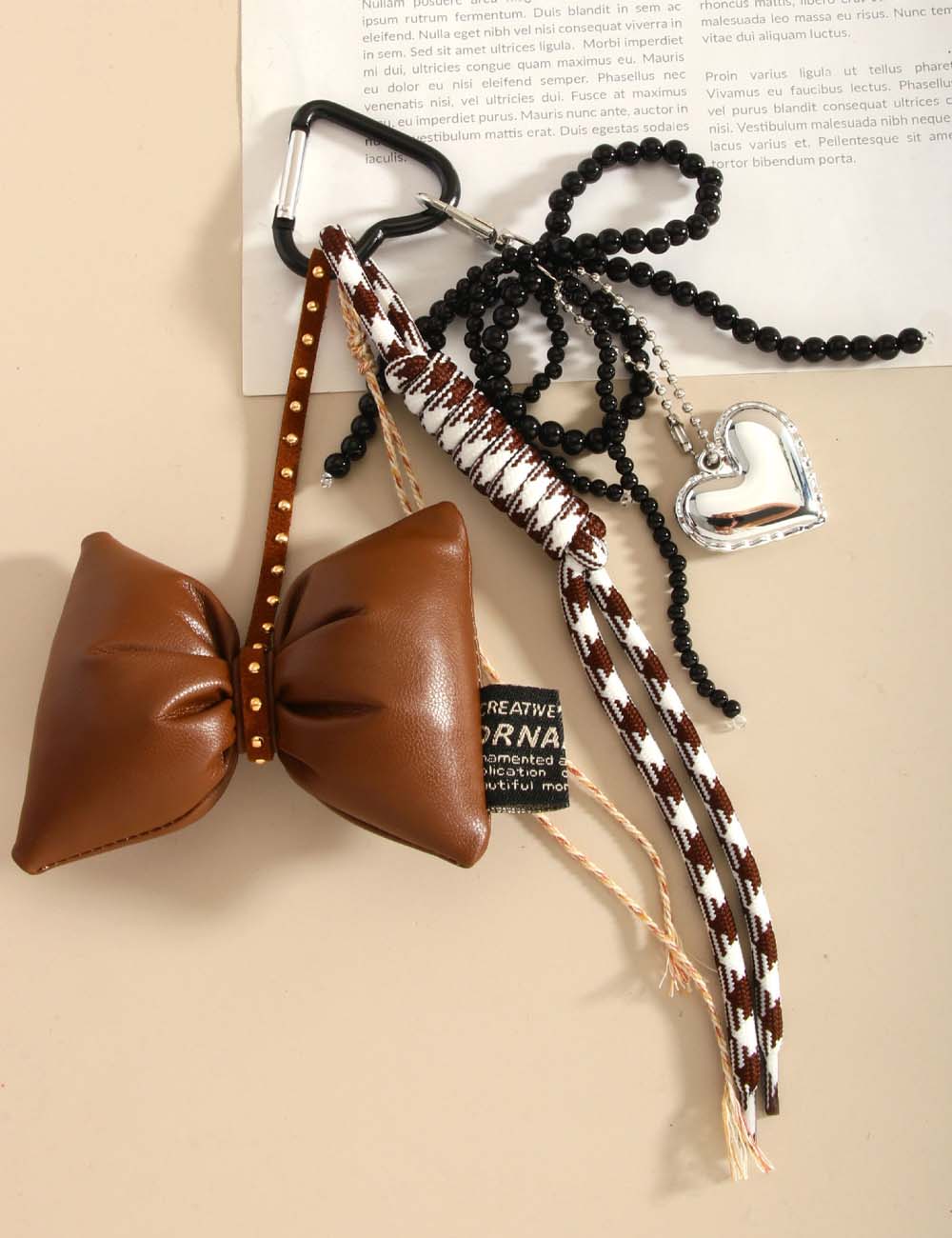 Sweet Bow Heart Braided Rope Bag Charm DP25E483