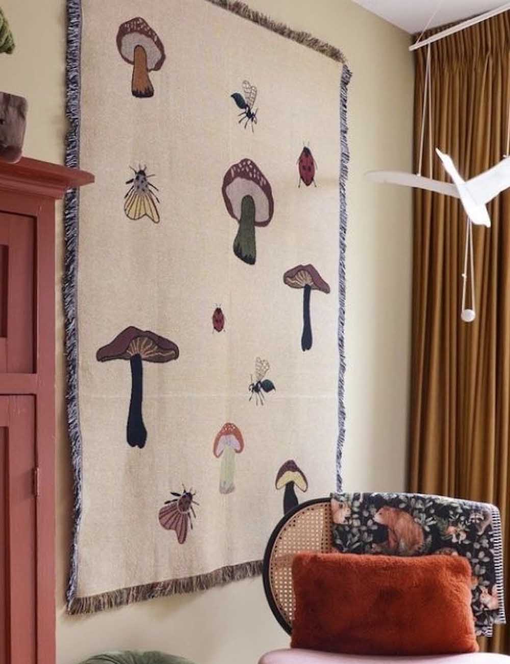 Mushroom Insect Tapestry Blanket - DippedShop Wholesale - #8563
