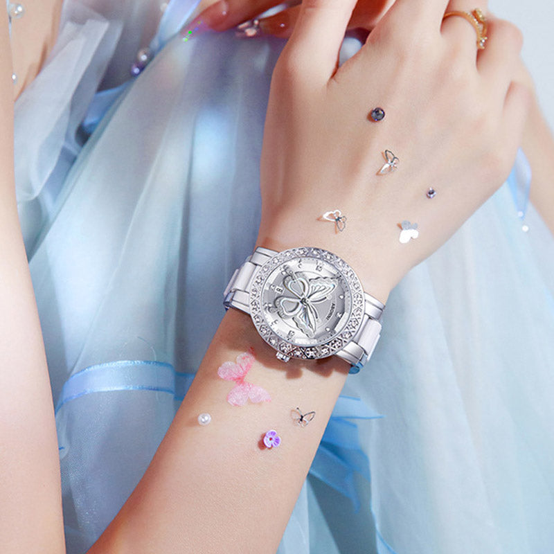 Elegant Butterfly Rhinestone Quartz Wrist Watch MK2SSAS6W6JWA16