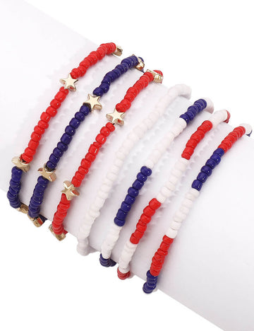 Simple Color Block Layered Beaded Bracelet DP25D531
