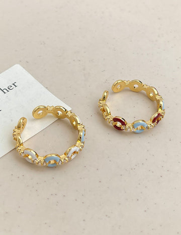 Gold Plated Zircon Inlaid Geometric Open Ring DP25E753