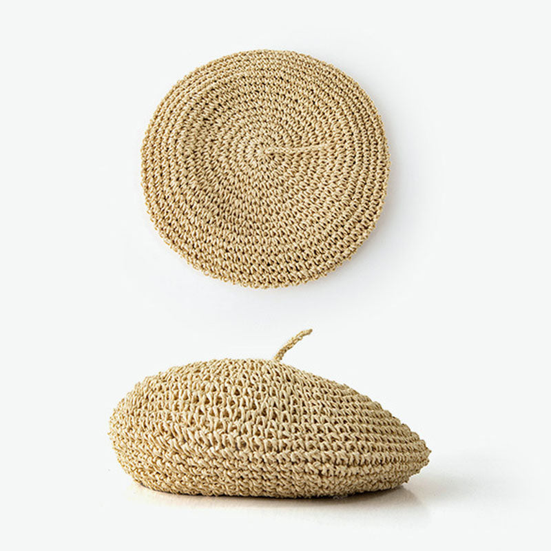 Vintage Artist Hnadmade Straw Beret Hat MK2CK6W6HAT64