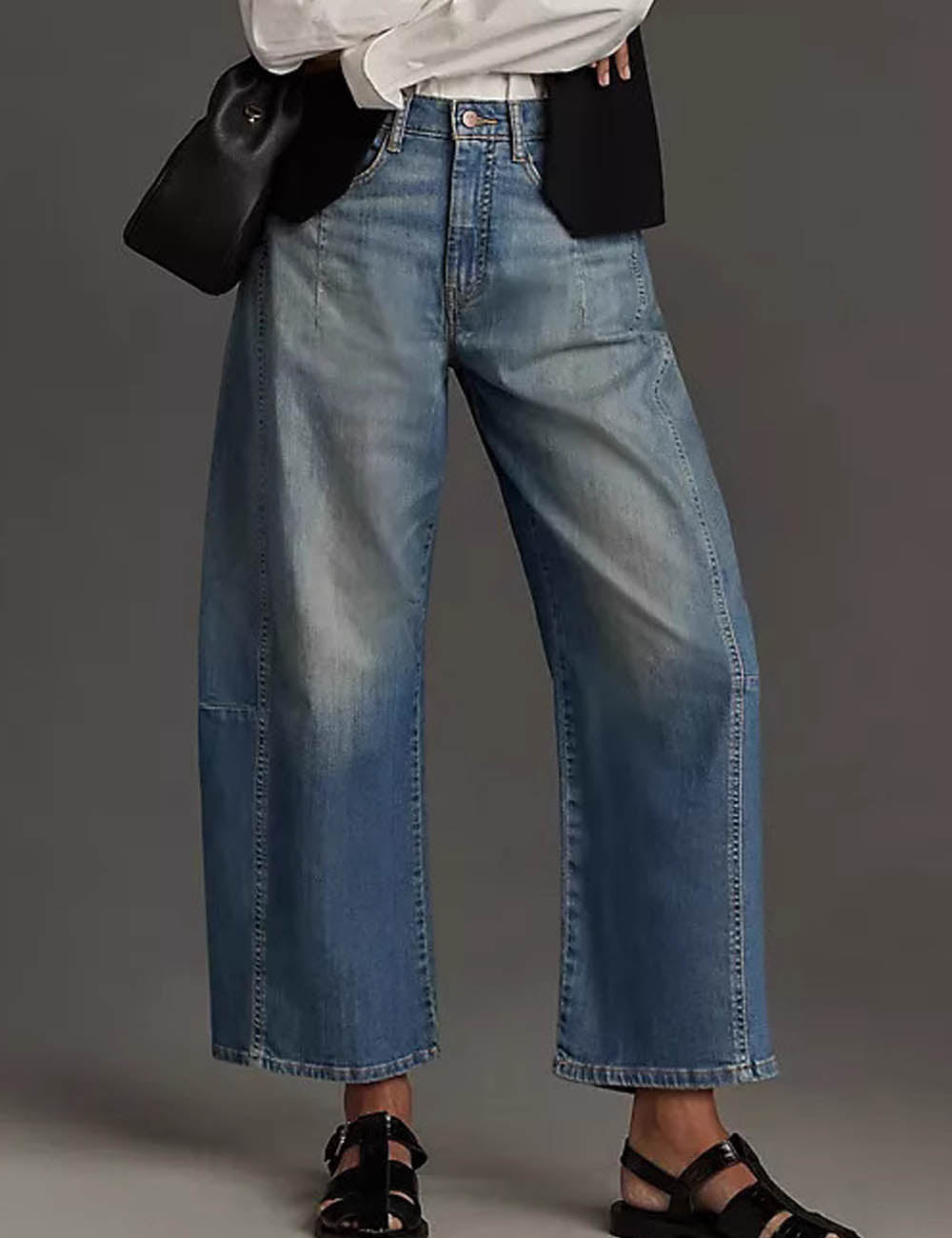Simple Washed Straight Leg High Waist Jeans DP25G690
