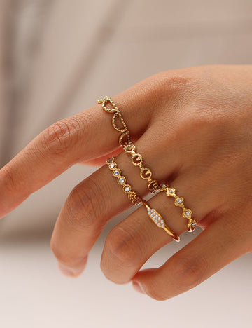 Rhinestone Hollow Out Open Trendy Adjustable Ring DP25E736