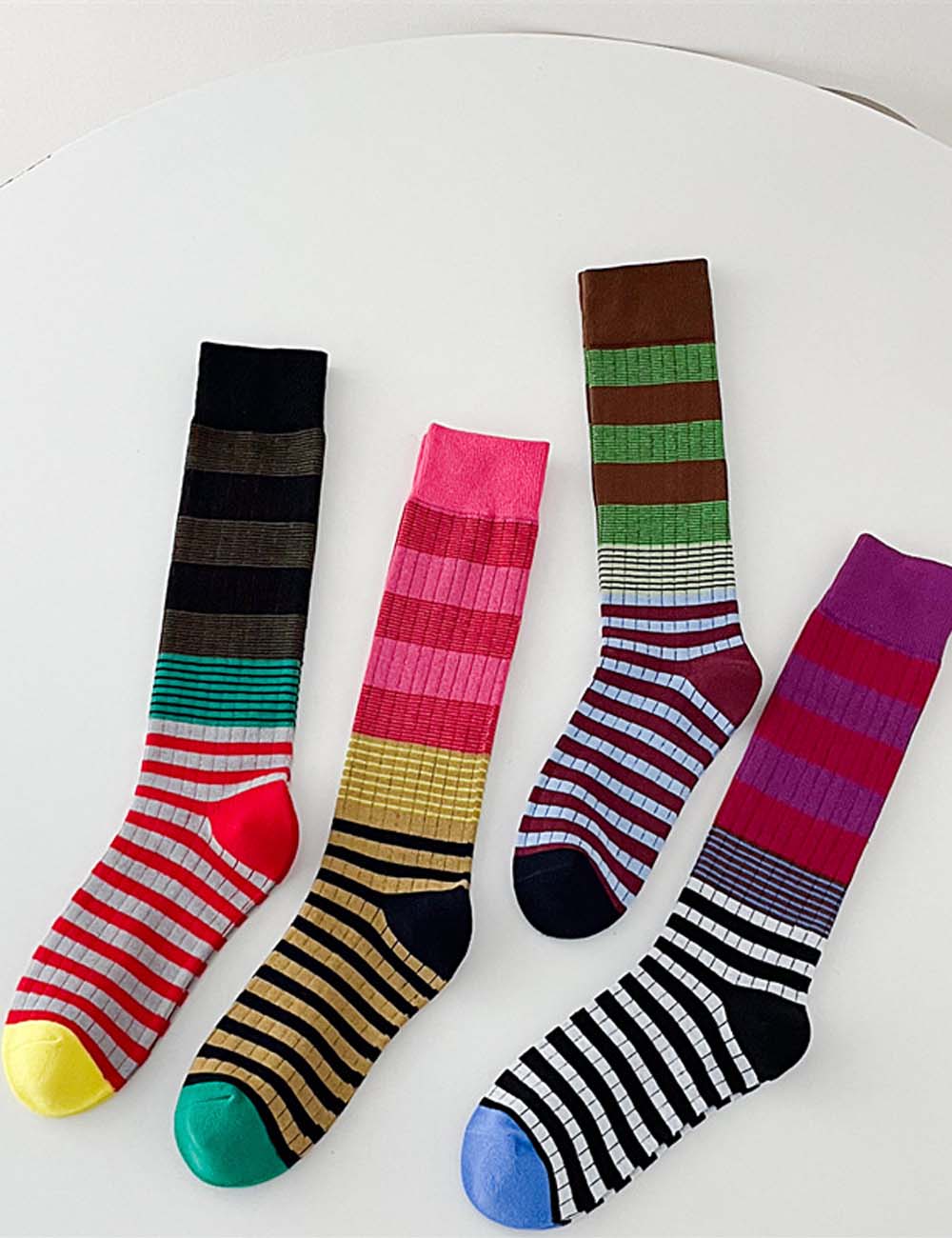 Color Block Striped Long Slouch Socks DP25E984