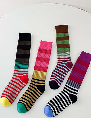 Color Block Striped Long Slouch Socks DP25E984