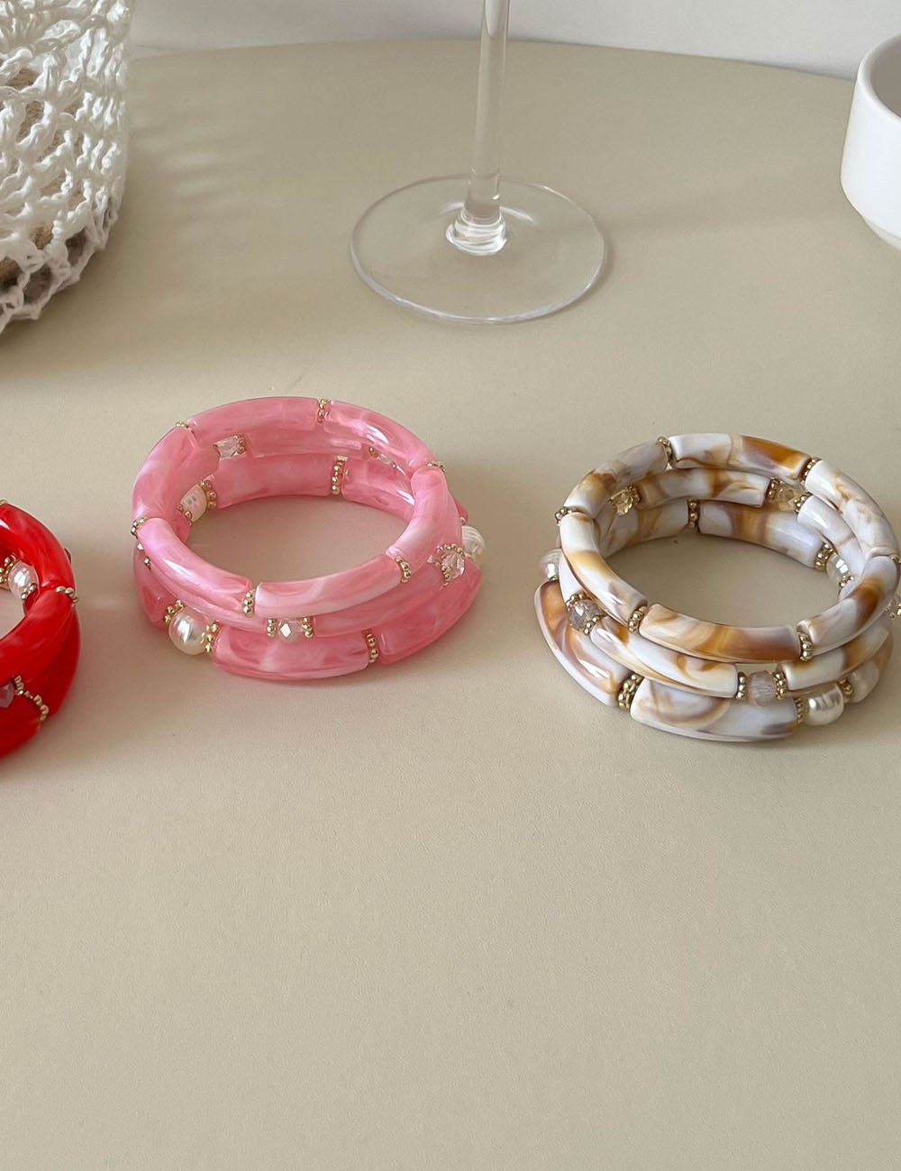 Vintage Bead Bamboo Tube Elast - DippedShop Wholesale - #8883