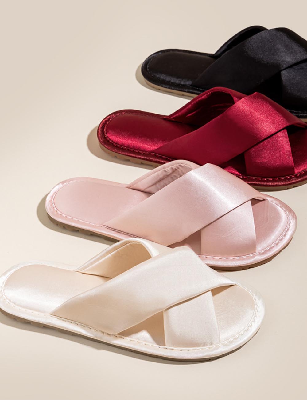 Solid Satin Slide Slippers - DippedShop Wholesale - #0339