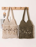 Trendy Wooden Beaded Tassel Hollow Shoulder Bag 8BW6BBG437L