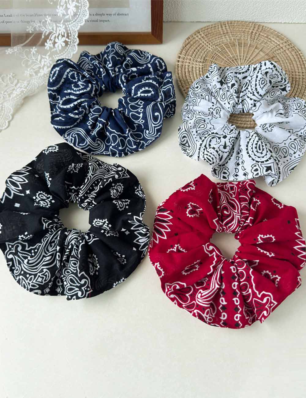 Vintage Flower Hair Scrunchie - DippedShop Wholesale - #8771