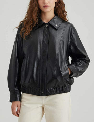 Cool Lapel Pleated Leather Jackey DP25G810