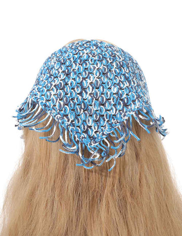 Boho Color Block Tassel Knit Triangle Headscarf MK2BK6W6HHS12