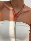 Enamel Flower Layered Necklace - DippedShop Wholesale - #2435
