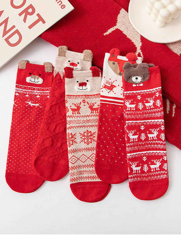 Christmas Reindeer Cartoon Funny Crew Socks DP25G761