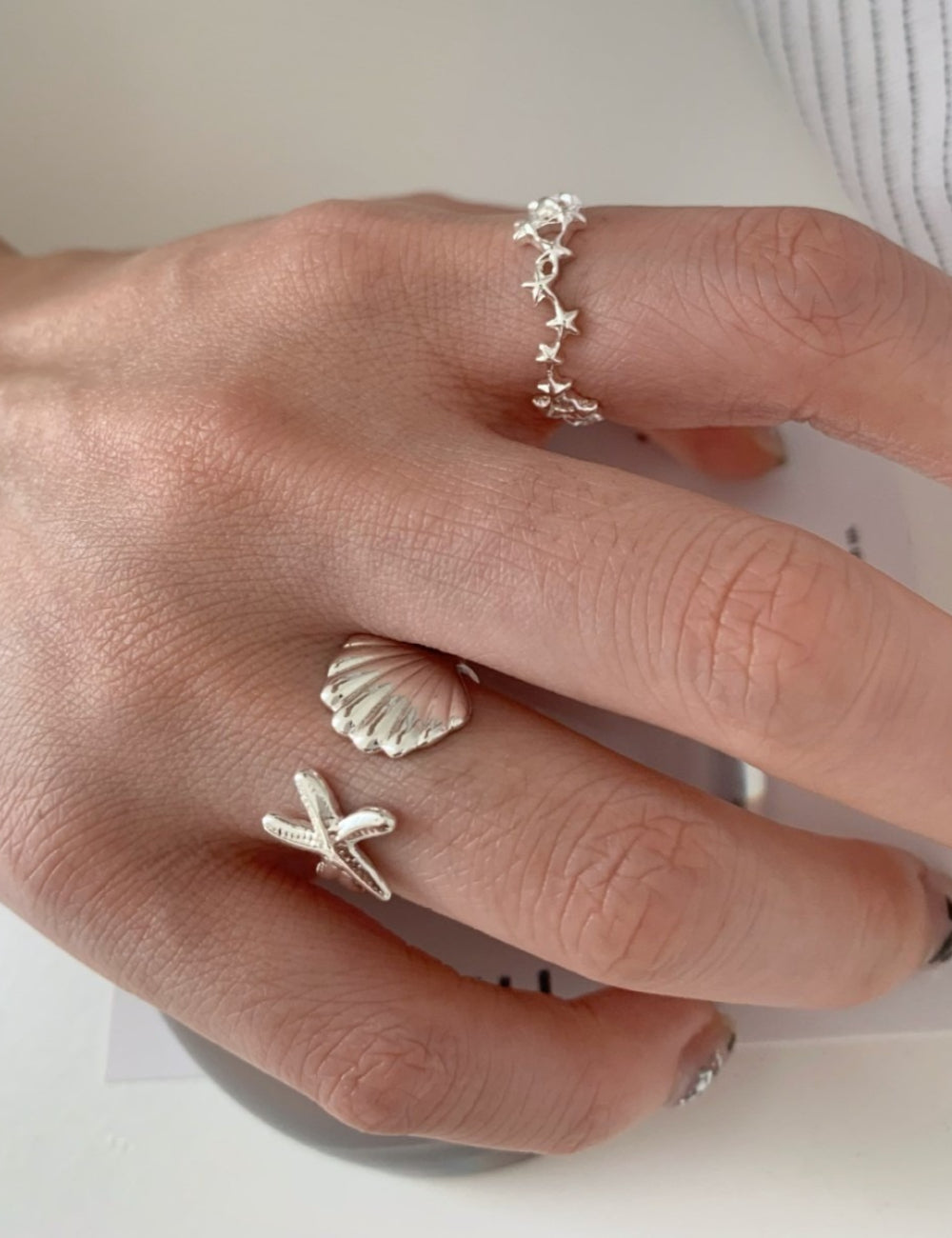 Minimalist Electroplated Starfish Statements Open Ring 8ZA6JRG141L