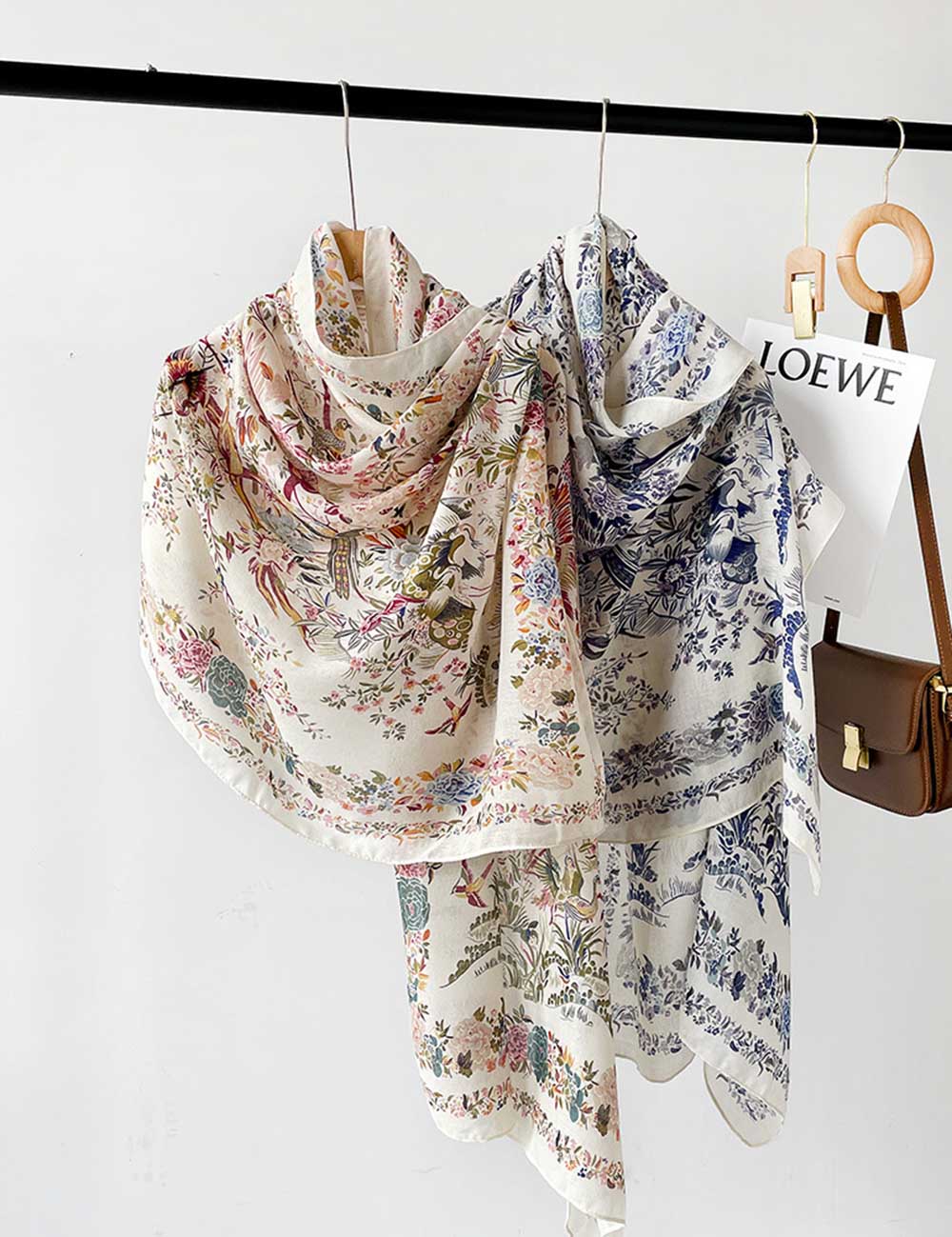 Floral Cotton Linen Scarf - DippedShop Wholesale - #0419