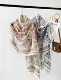 Floral Cotton Linen Scarf - DippedShop Wholesale - #0419