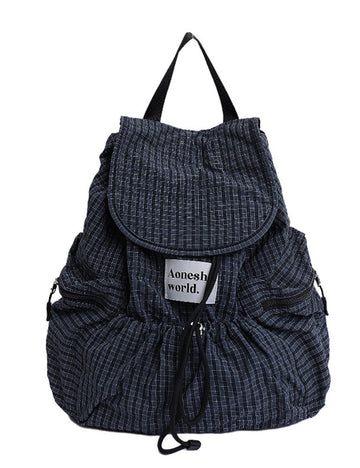 Casual Plaid Drawstring Large Capacity Backpack DP25E922