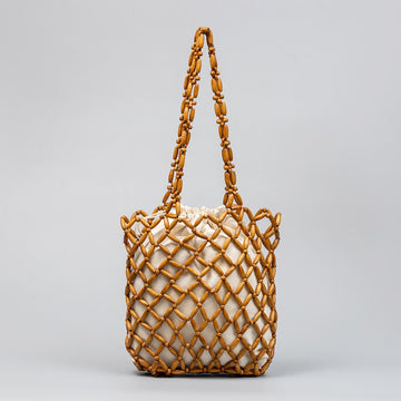 Chic Hollow Out Wooden Bead Bag DP25B738