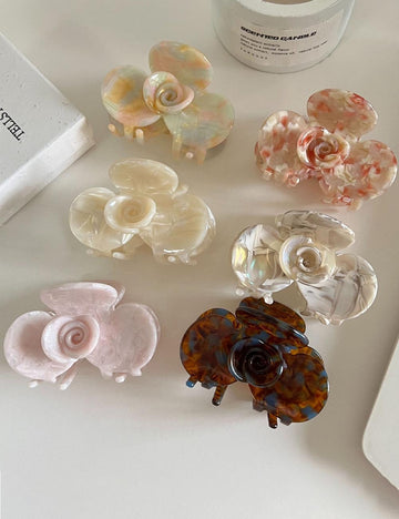 Cute Color Block Camellia Acetate Hair Claw DP25E876