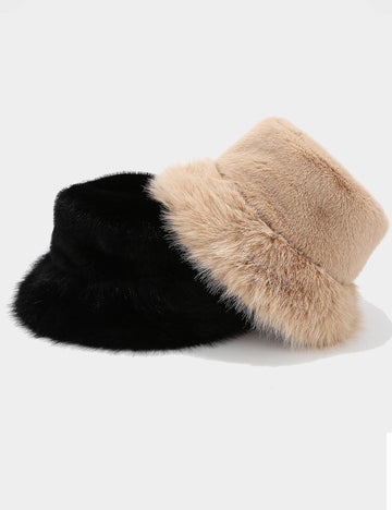 Simple Fluffy Faux Fur Thermal Bucket Hat DP25G745