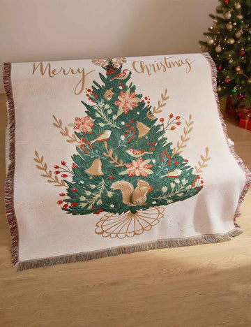 Christmas Tree Jacquard Tassel Throw Blanket DP25H421