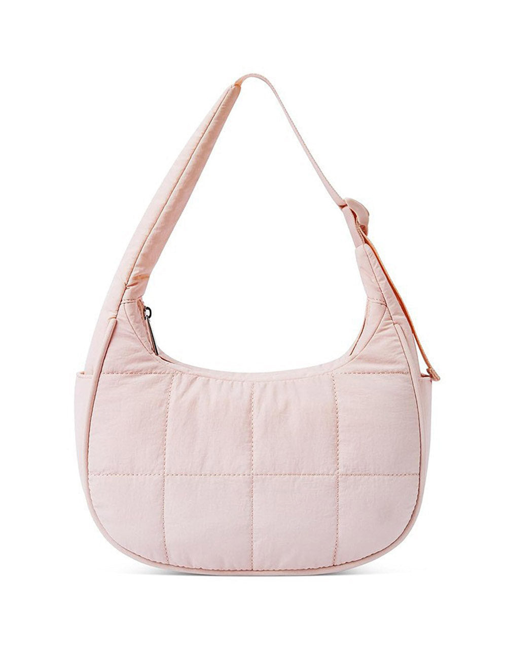 Solid Color Nylon Quilted Crescent Shoulder Bag DP25G652