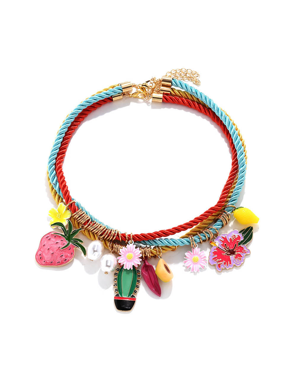 Colorful Pendant Multi-Layer Cord Necklace DP25E817