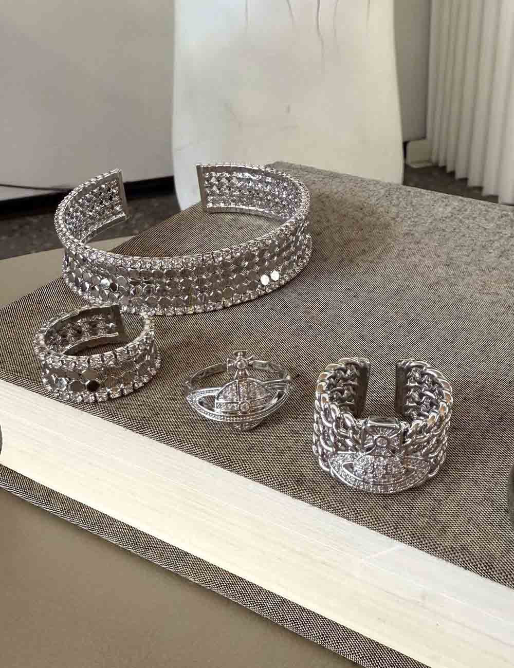 Trendy Rhinestone Wide Open Bangle Bracelet DP25F831