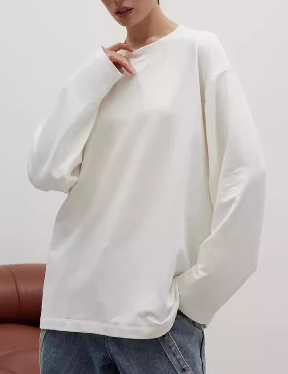 Casual Loose Round Neck Long Sleeve Top DP25E424