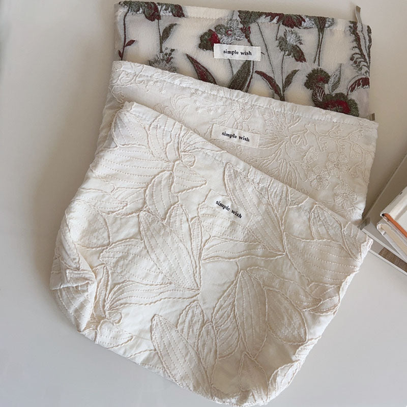 Flower Embroidered Cosmetic Bag - DippedShop Wholesale - #9603