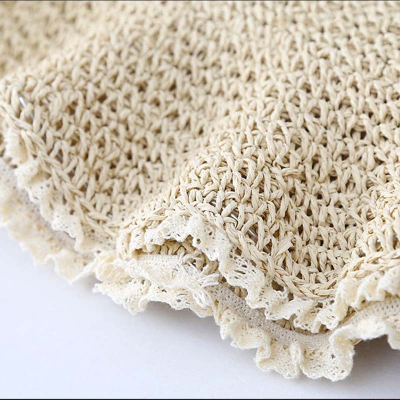 Elegant Lace Straw Bucket Hat - DippedShop Wholesale - #7587