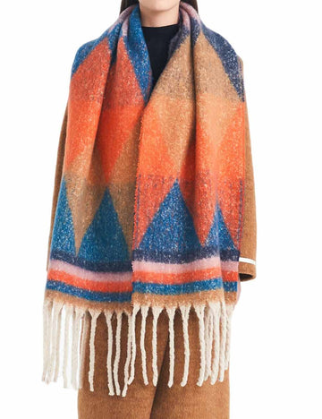 Winter Cozy Tassel Color Block Warm Scarf DP25G580