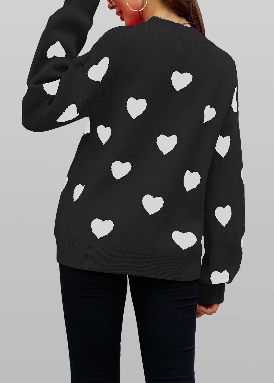 Loose Love Print Round Neck Pullover Sweater DPT0802