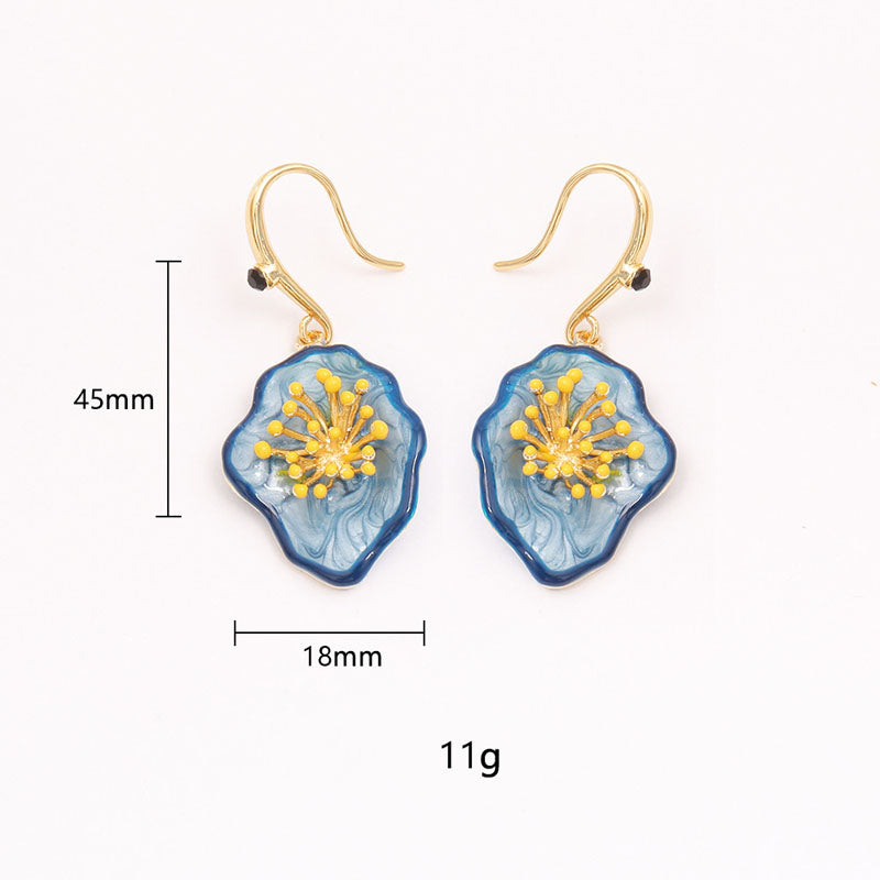 Retro Flower Enamel Dangle Earrings - DippedShop Wholesale - #7731