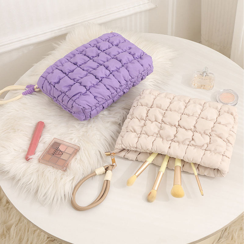 Puffer Quilted Solid Color Portable Cosmetic Bag DP25H561