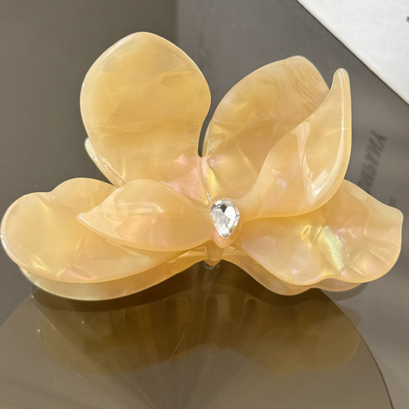 Sweet Flower Petal Rhinestone Acetate Hair Claw MK2PPM6W6HCP352