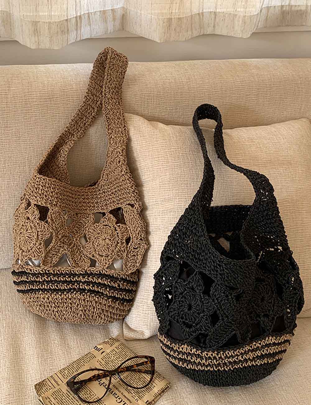 Vintage Straw Crochet Bag - DippedShop Wholesale - #5635