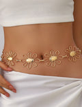 Trendy Gold Plated Hollow Flor - DippedShop Wholesale - #6947